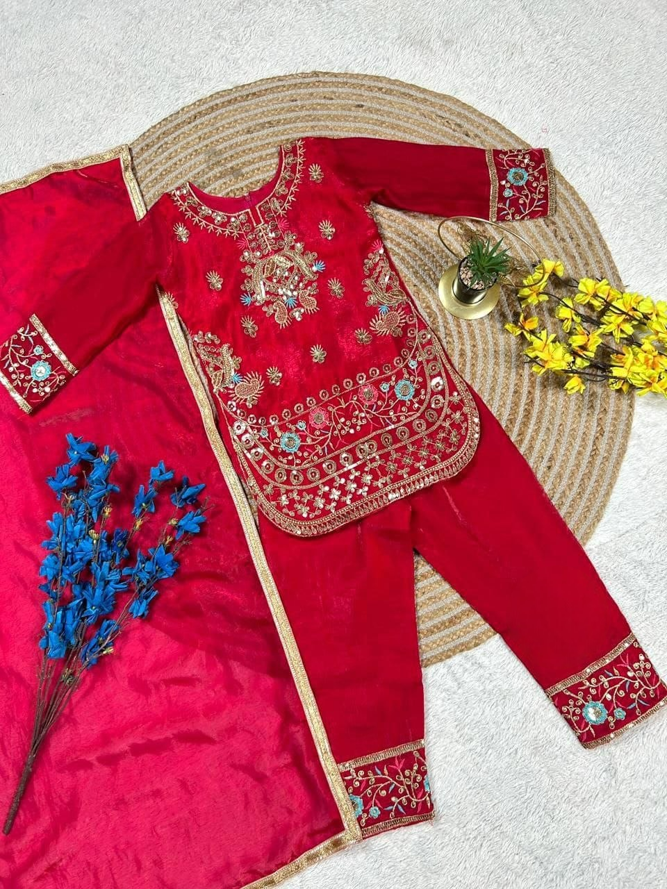 Royal Red Kids Ethnic wear Salwar set